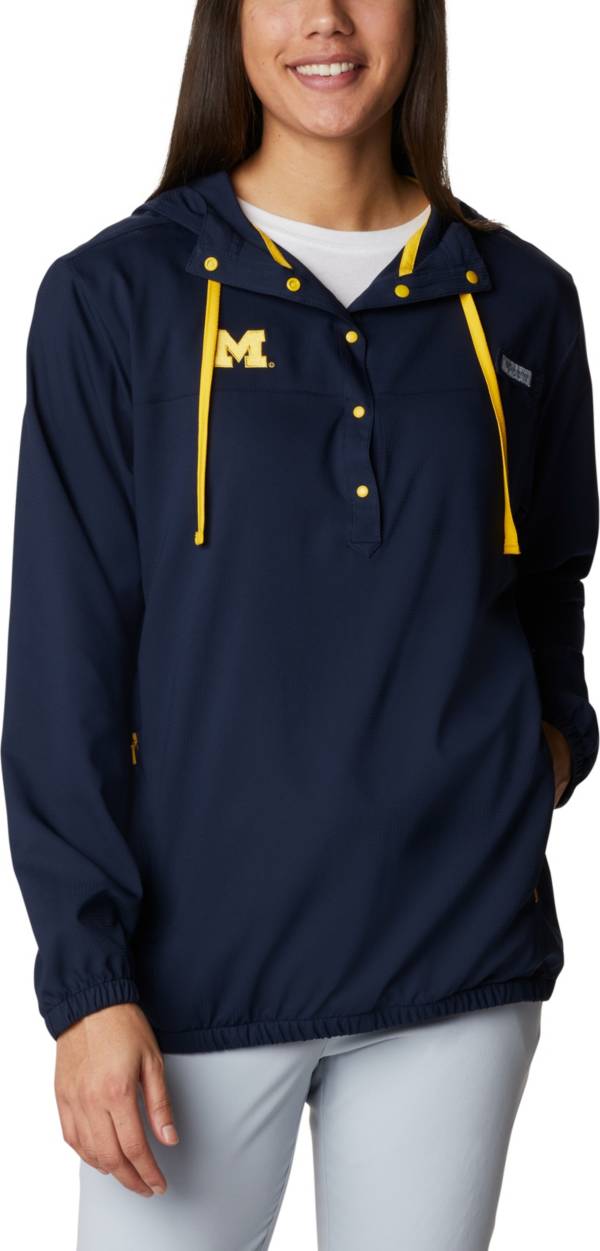 Columbia Women's Michigan Wolverines Blue PFG Tamiami Quarter-Snap Long Sleeve Hooded Shirt