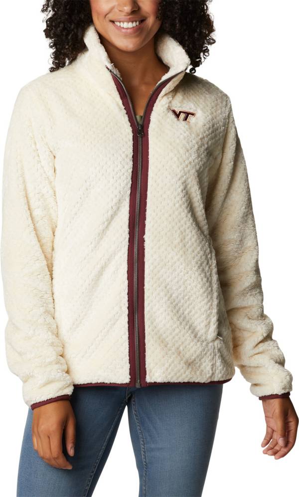 Columbia Women's Virginia Tech Hokies White Fire Side Sherpa Full-Zip Jacket
