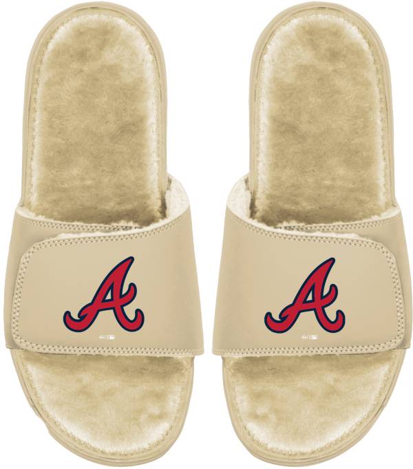 ISlide Atlanta Braves Tan Fur Sandals