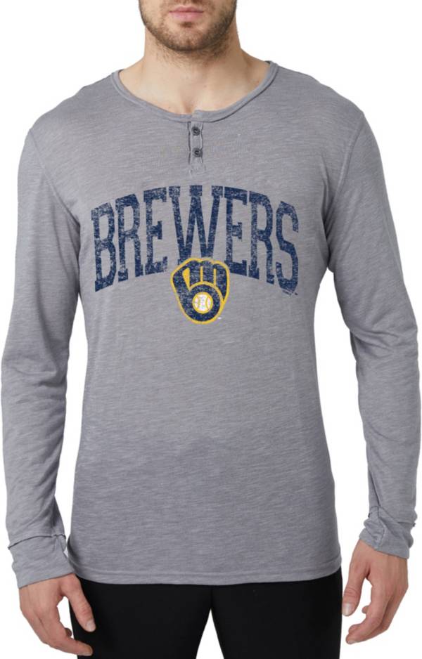 Concepts Men's Milwaukee Brewers Grey Henley Long Sleeve Shirt product image