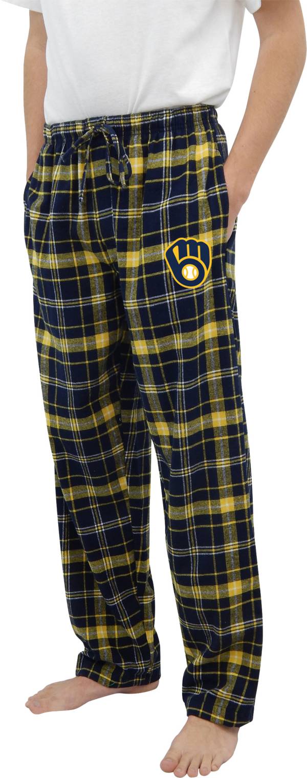 Concepts Sports Men's Milwaukee Brewers Navy Flannel Pants