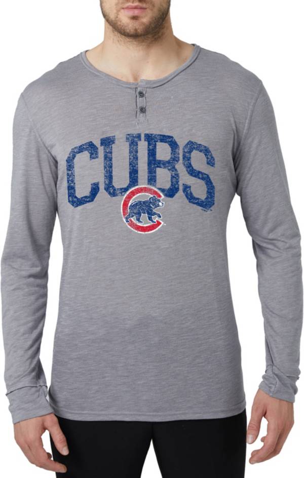 Concepts Men's Chicago Cubs Grey Henley Long Sleeve Shirt