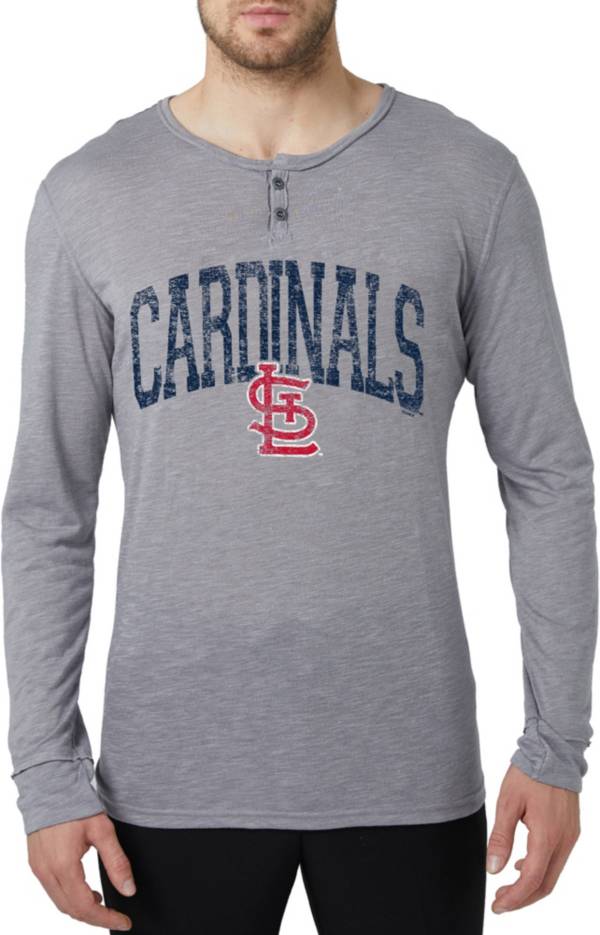 Concepts Men's St. Louis Cardinals Grey Henley Long Sleeve Shirt