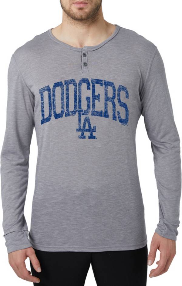 Concepts Men's Los Angeles Dodgers Grey Henley Long Sleeve Shirt