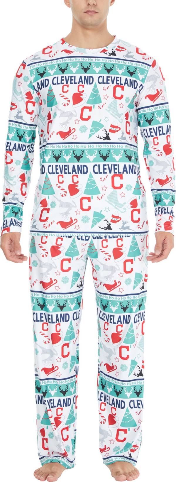 Concepts Sport Men's Cleveland Indians Holiday Advent Pant and Long Sleeve T-Shirt Sleep Set