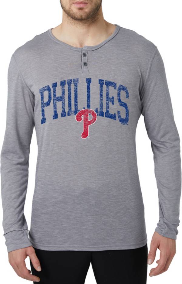 Concepts Men's Philadelphia Phillies Grey Henley Long Sleeve Shirt