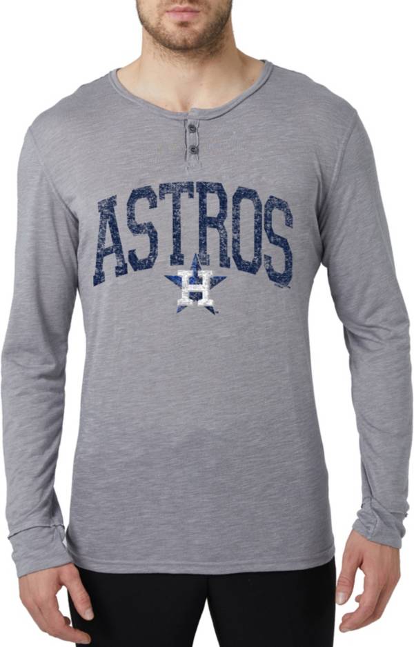 Concepts Men's Houston Astros Grey Henley Long Sleeve Shirt