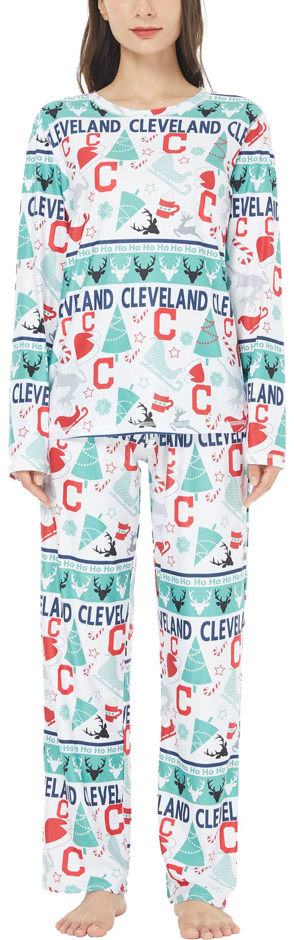 Concepts Sport Women's Cleveland Indians Holiday Advent Pant and Long Sleeve T-Shirt Sleep Set