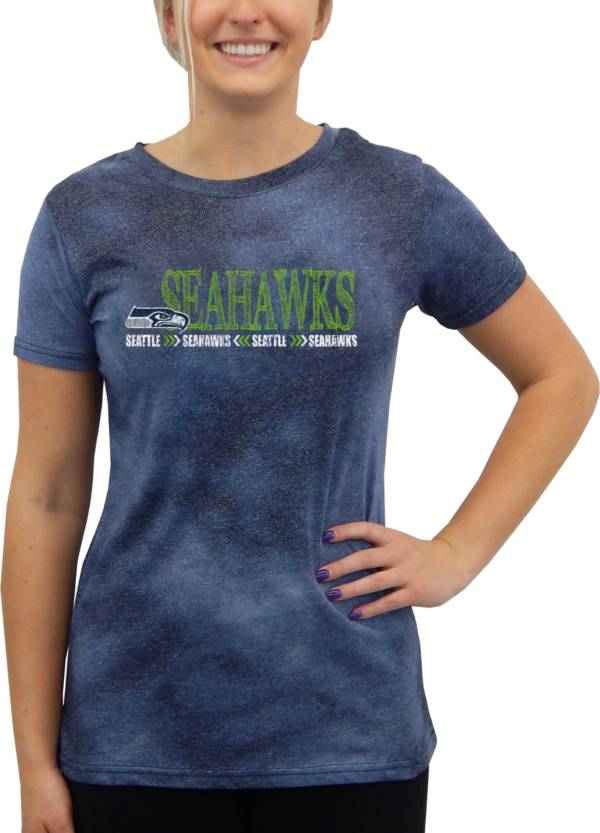 Concepts Sport Women's Seattle Seahawks Tie Dye Navy Short-Sleeve Top