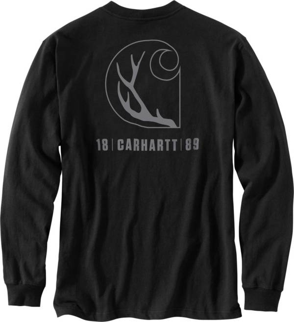 Carhartt Men's Loose Fit Heavyweight Pocket Antler Long Sleeve Graphic T-Shirt