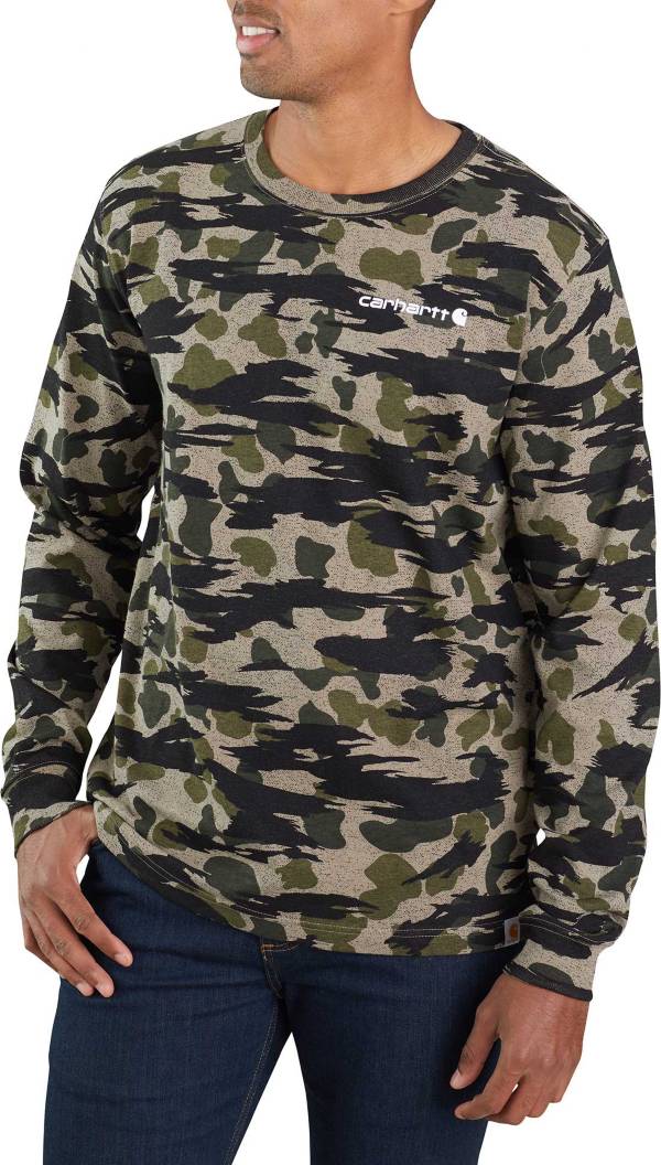 Carhartt Men's Relaxed Fit Heavyweight Camo Logo Long Sleeve Graphic T-Shirt