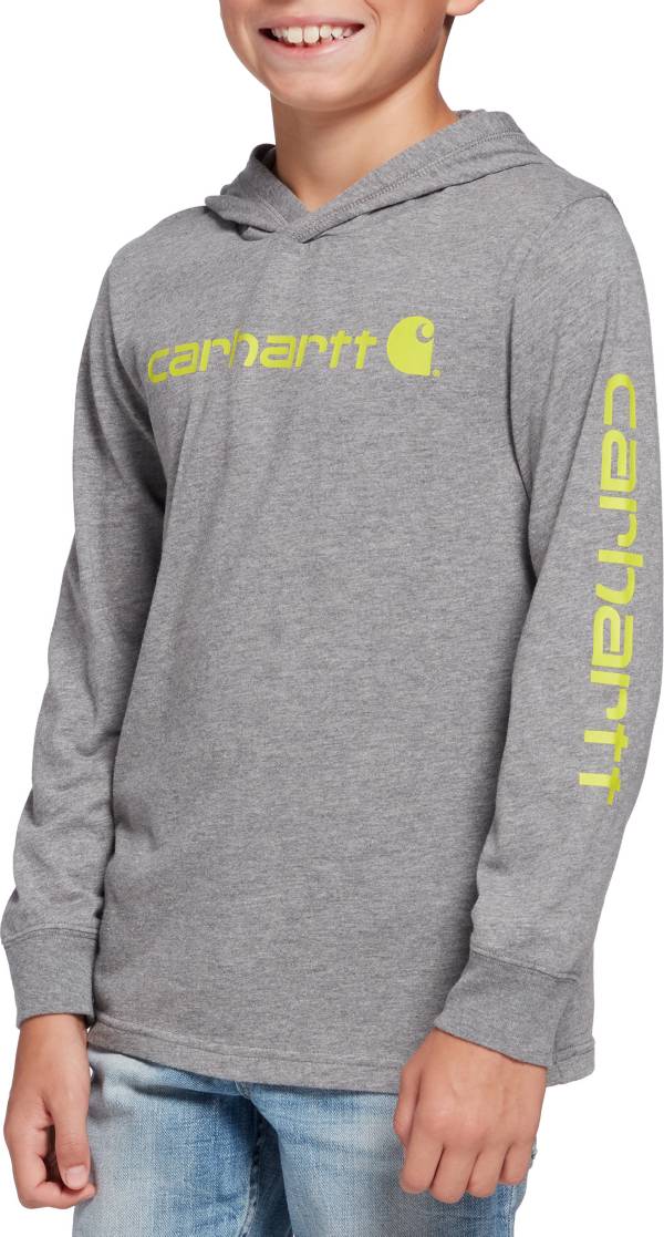 Carhartt Youth Long Sleeve Hooded Graphic Tee Charcoal Heather