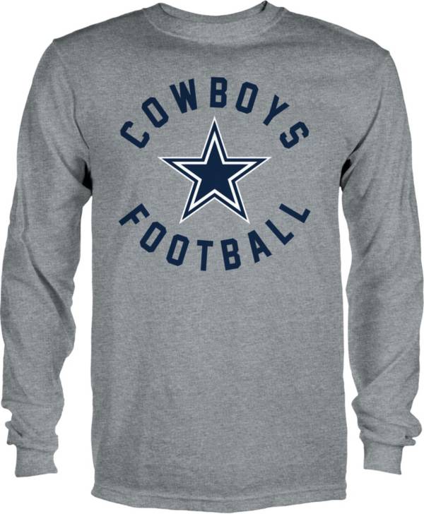 Dallas Cowboys Merchandising Men's Killian Wordmark Grey Long Sleeve T-Shirt