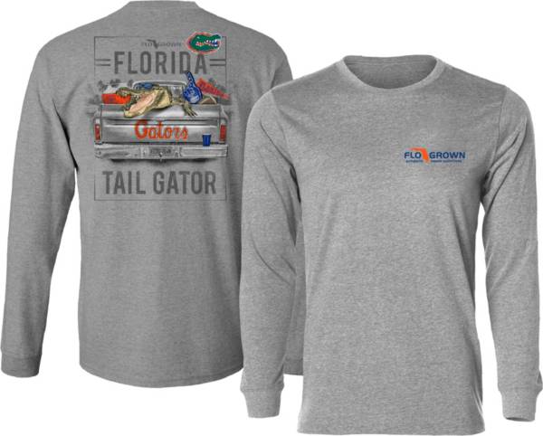 FloGrown Men's Florida Gators Grey Tail Gator Long Sleeve T-Shirt
