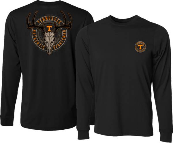 Great State Men's Tennessee Volunteers Deer Skull Badge Black Long Sleeve T-Shirt