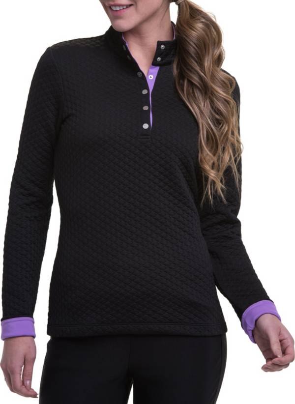 EP Pro Women's Long Sleeve Jacquard Snap Placket Golf Pullover product image