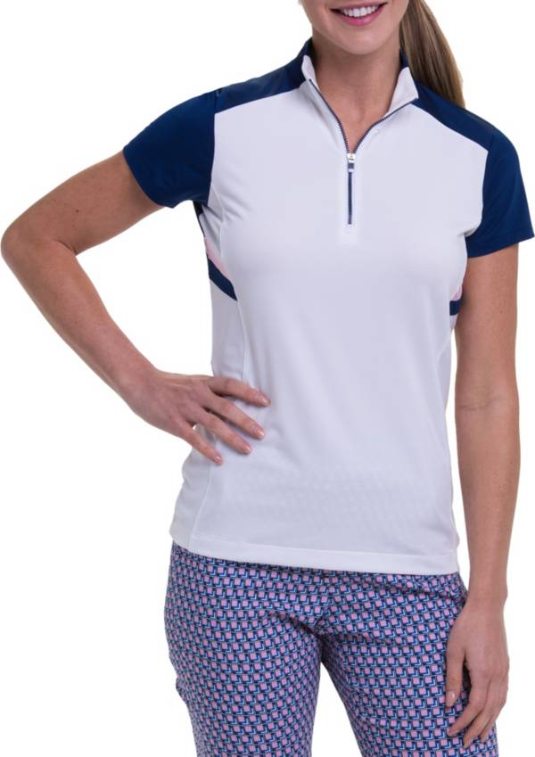 EPNY Women's Short Sleeve Angled Colorblock Polo