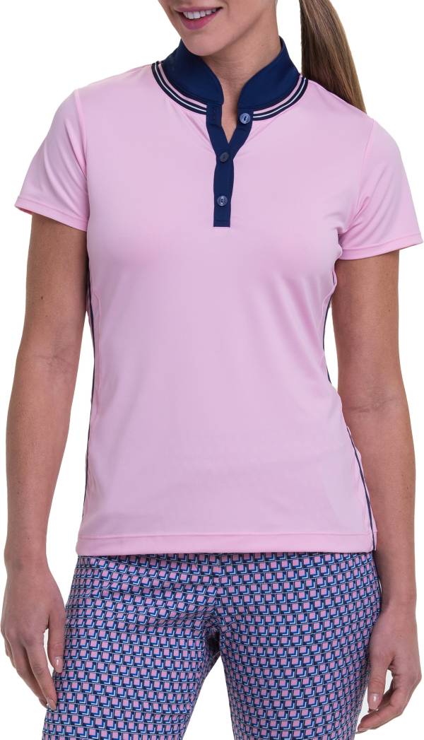EPNY Women's Short Sleeve Stripe Tape Trim Polo