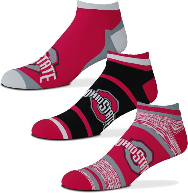 For Bare Feet Ohio State Buckeyes 3 Pack Socks