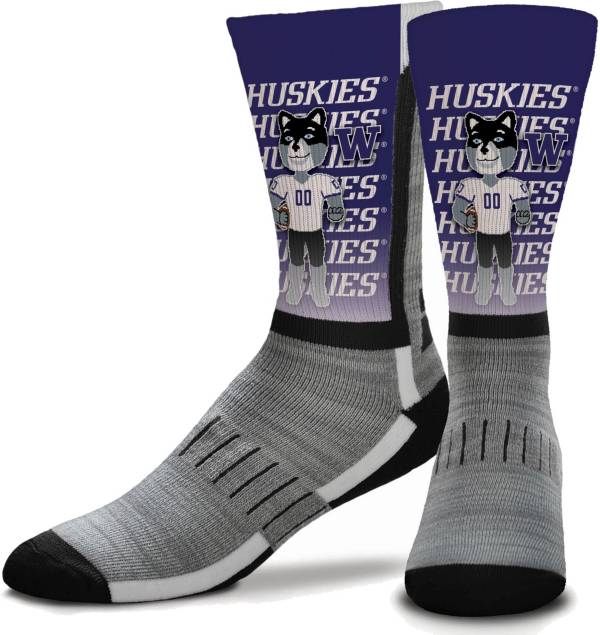 For Bare Feet Washington Huskies Mascot Crew Socks