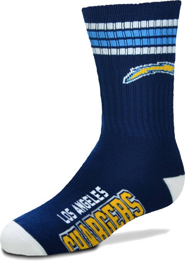 For Bare Feet Youth Los Angeles Chargers 4-Stripe Deuce Crew Socks