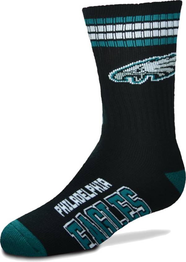 For Bare Feet Youth Philadelphia Eagles 4-Stripe Deuce Crew Socks product image