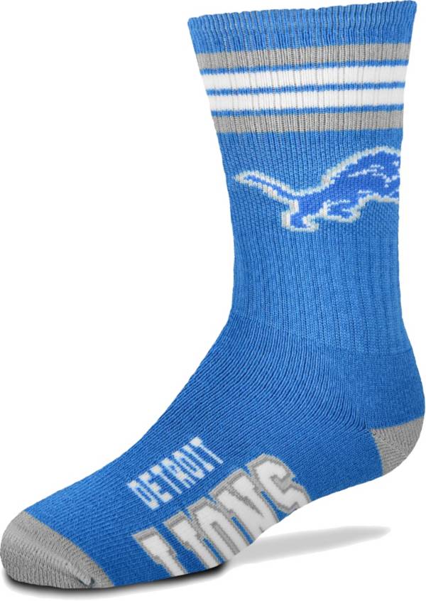 For Bare Feet Youth Detroit Lions 4-Stripe Deuce Crew Socks