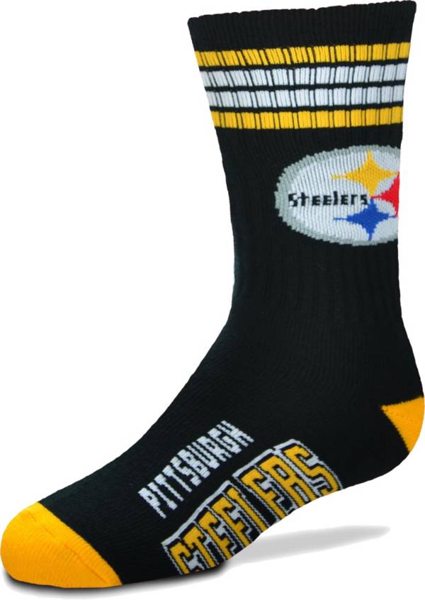 For Bare Feet Pittsburgh Steelers Deuce Black Crew Socks 