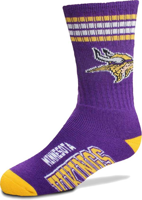 For Bare Feet Youth Minnesota Vikings 4-Stripe Deuce Crew Socks product image