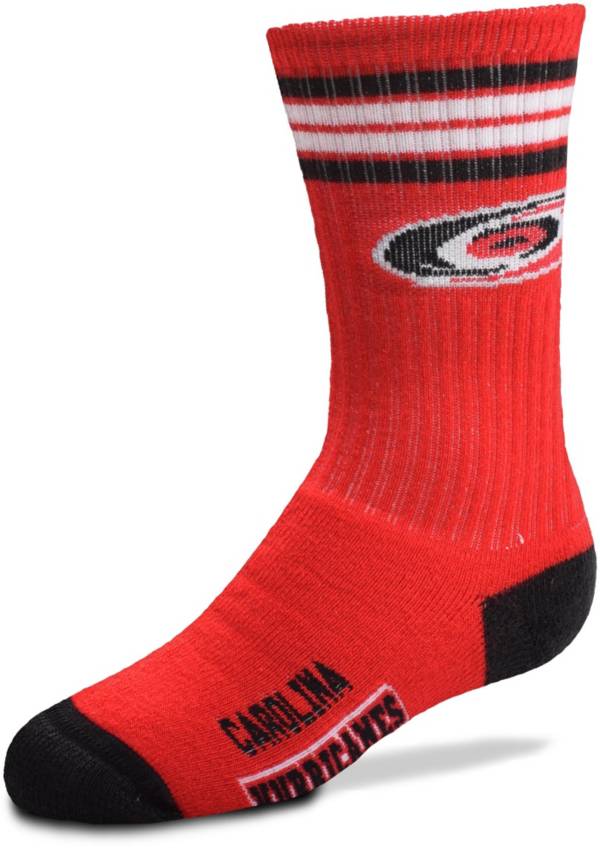 For Bare Feet Youth Carolina Hurricanes 4-Stripe Deuce Crew Socks