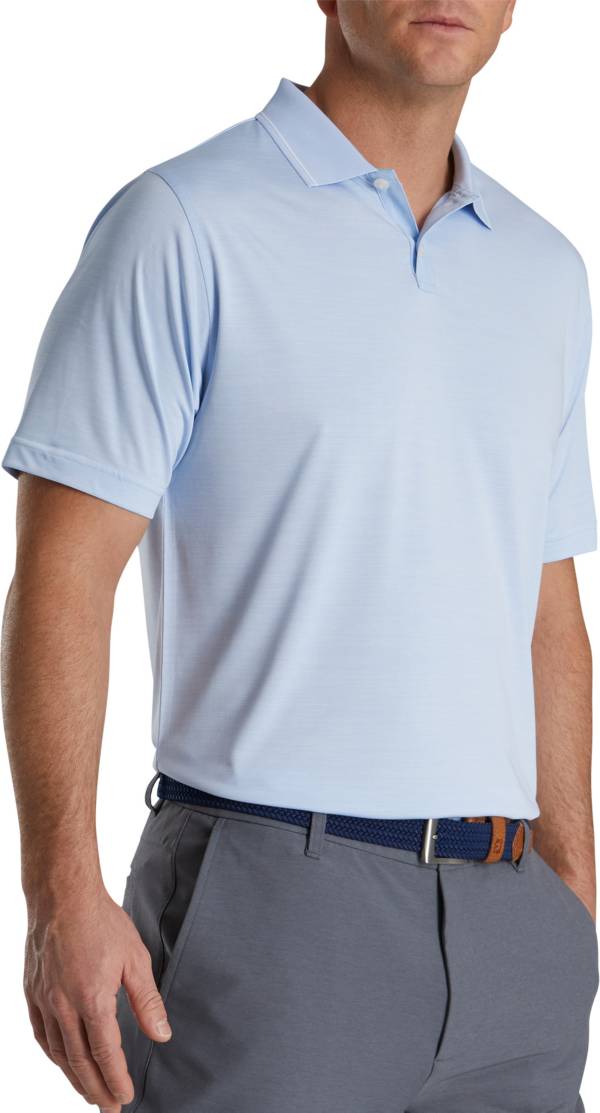 FootJoy Men's Broken Pinstripe Lisle Knit Collar Golf Polo