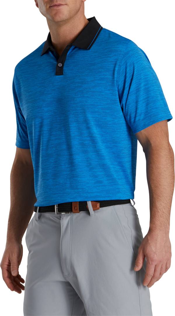 FootJoy Men's Broken Pinstripe Lisle Knit Collar Golf Polo