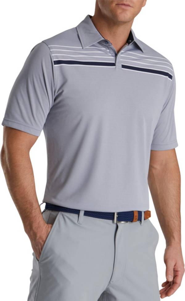 FootJoy Men's Checker Jacquard Chest Stripe Self Collar Golf Polo