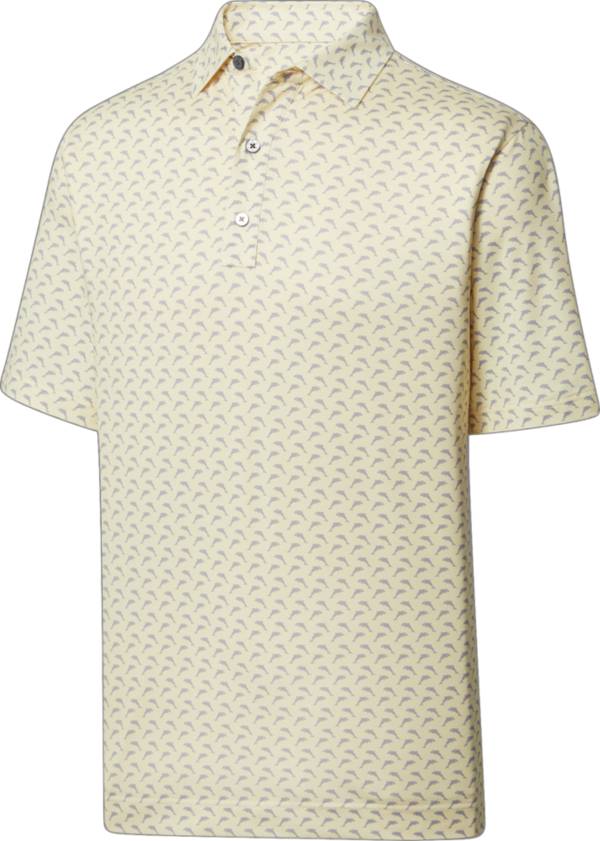 FootJoy Men's Lisle Leaping Dolphins Print Self Collar Golf Shirt