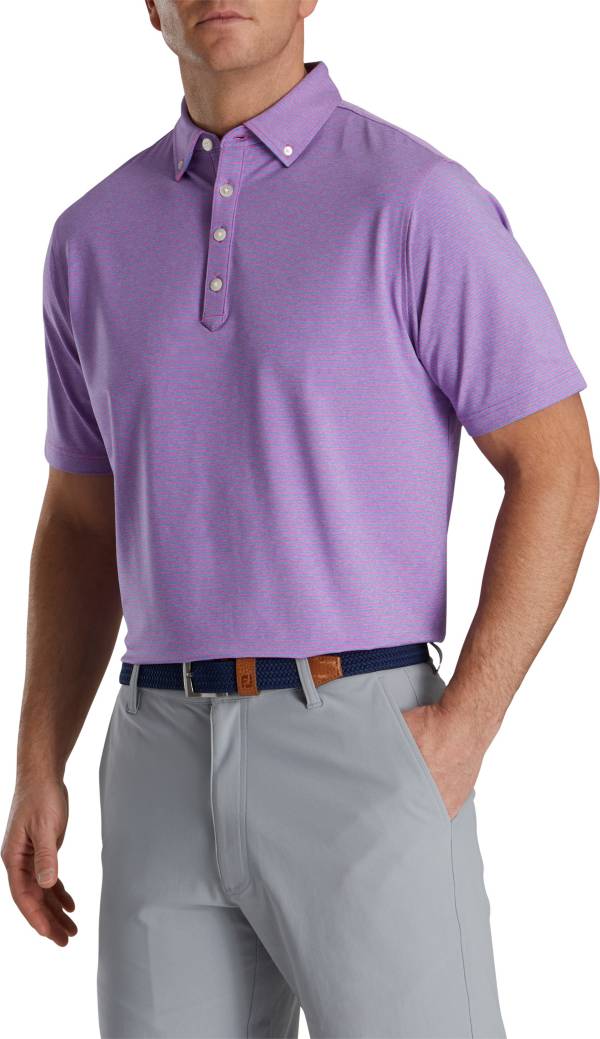 FootJoy Men's Feeder Stripe Lisle Buttondown Collar Golf Polo