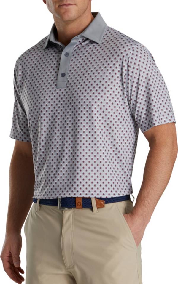 FootJoy Men's Geometric Print Lisle Self Collar Golf Polo