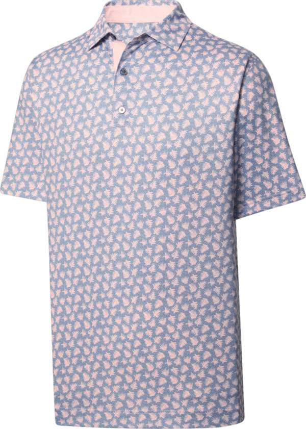FootJoy Men's Shadow Palm Print Lisle Self Collar Golf Polo