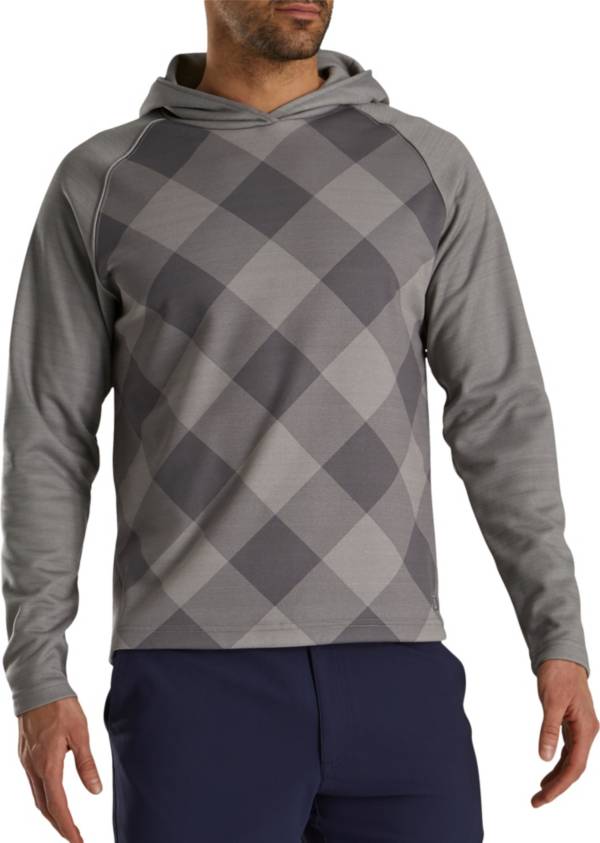 FootJoy Men's Tonal Plaid Fleece Pullover Golf Hoodie