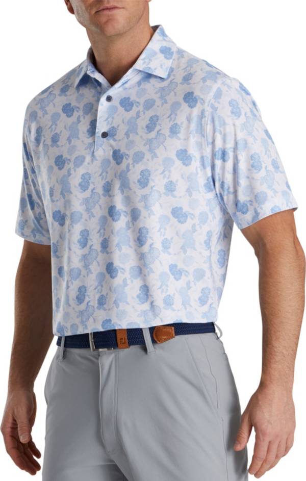 FootJoy Men's Vintage Floral Print Lisle Self Collar Golf Polo