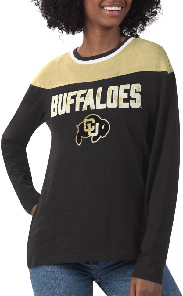 G-III For Her Women's Colorado Buffaloes Direct Snap Long Sleeve Black T-Shirt