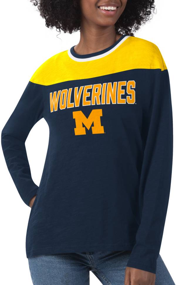 G-III For Her Women's Michigan Wolverines Blue Direct Snap Long Sleeve T-Shirt