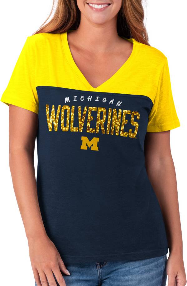 G-III For Her Women's Michigan Wolverines Blue Rundown T-Shirt