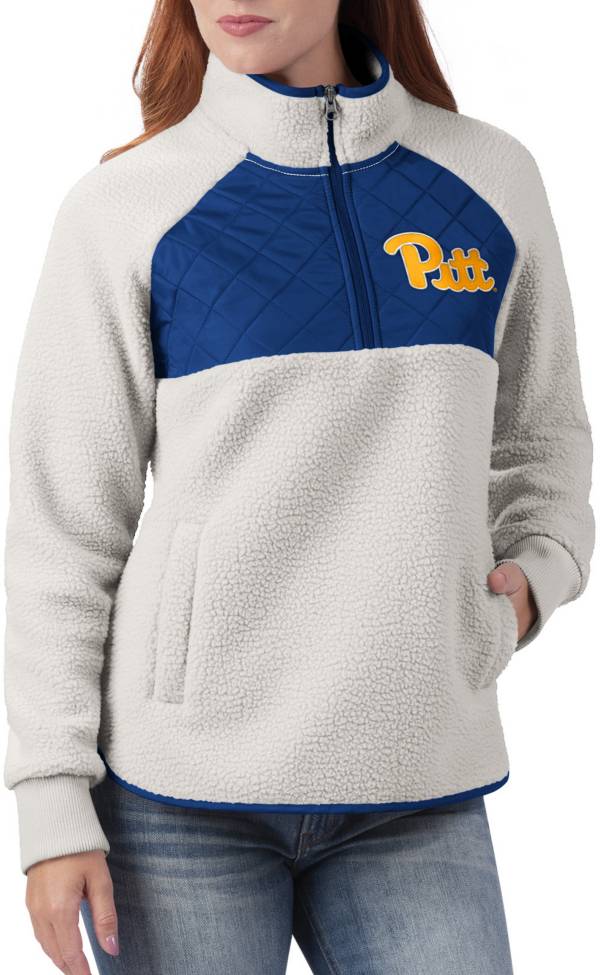 G-III for Her Women's Pitt Panthers Blue Wishbone Sherpa Jacket