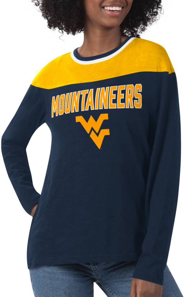 G-III For Her Women's West Virginia Mountaineers Blue Direct Snap Long Sleeve T-Shirt