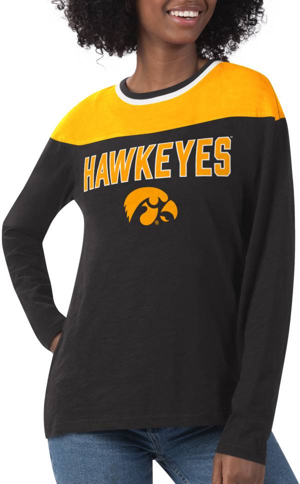 G-III For Her Women's Iowa Hawkeyes Direct Snap Long Sleeve Black T-Shirt