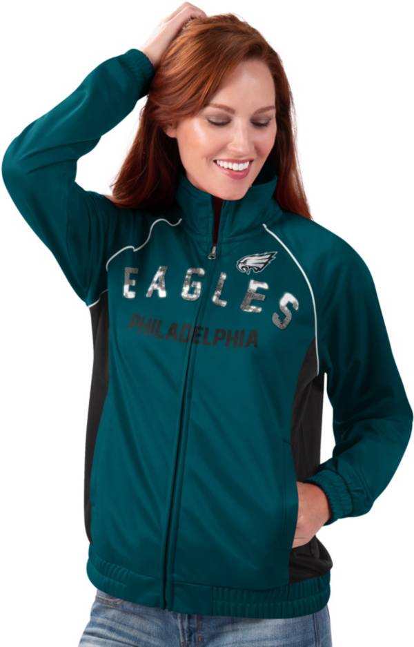 G-III for Her Women's Philadelphia Eagles Sequins Green Track Jacket