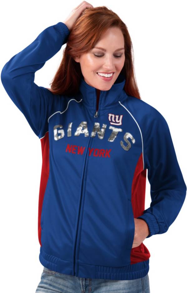 G-III for Her Women's New York Giants Sequins Royal Track Jacket
