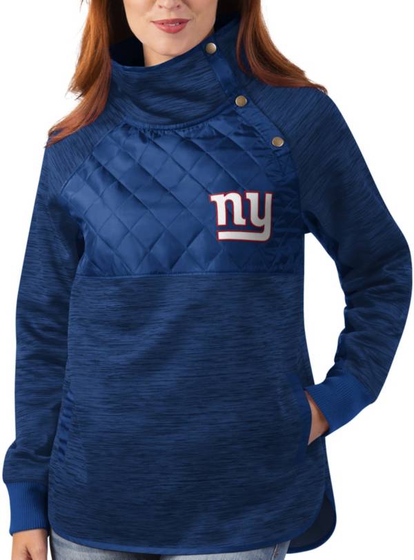 G-III for Her New York Giants Asymmetrical Royal Pullover Jacket