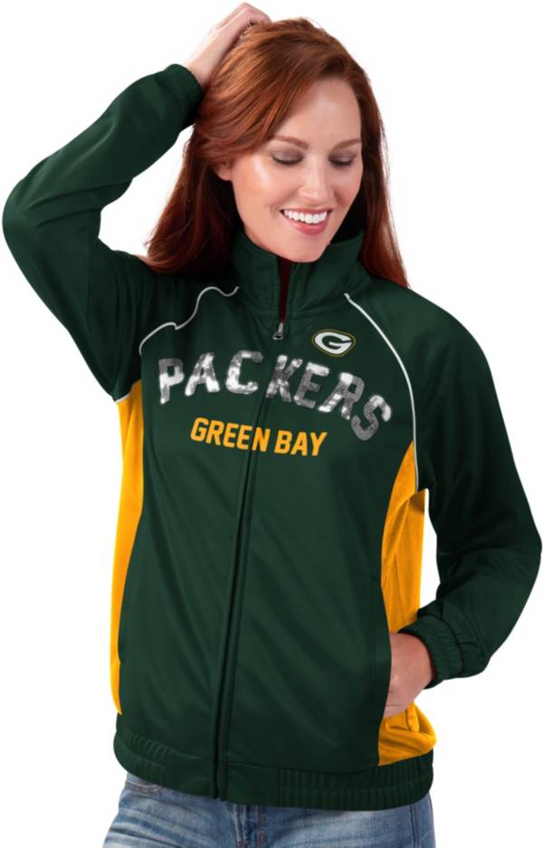 G-III for Her Women's Green Bay Packers Sequins Green Track Jacket