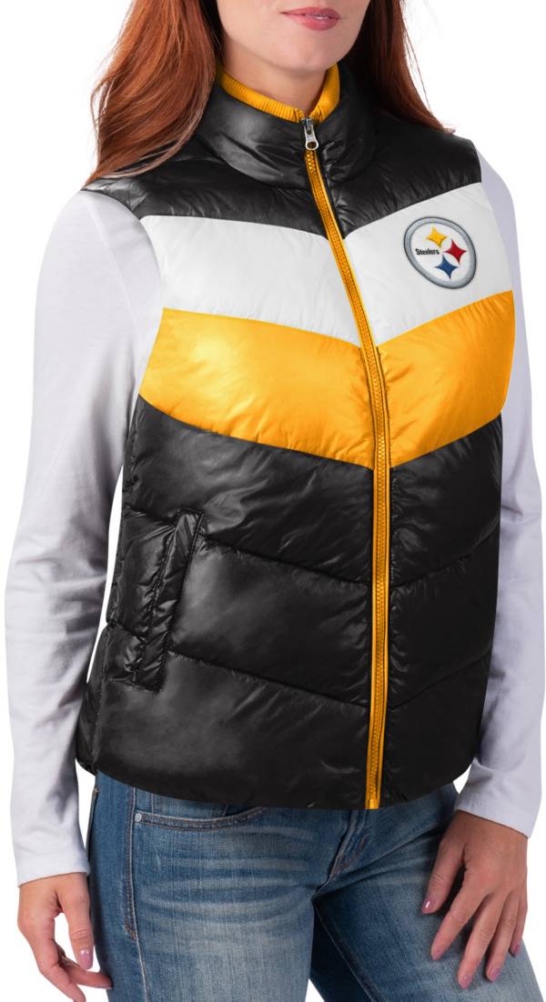 G-III for Her Women's Pittsburgh Steelers Rebound Puff Black Vest